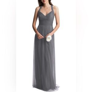 NWT BILL LEVKOFF | Pewter Gray Maxi Bridesmaid Dress Gown 6